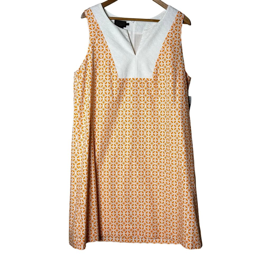 Pendleton Dress NWT Size 18 Preppy Sleeveless Cotton Geometric‎ Lined Orange